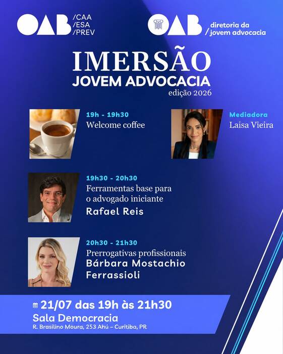 IMERSÃO JOVEM ADVOCACIA 2026: PRERROGATIVAS COMO ALICERCE DA ADVOCACIA